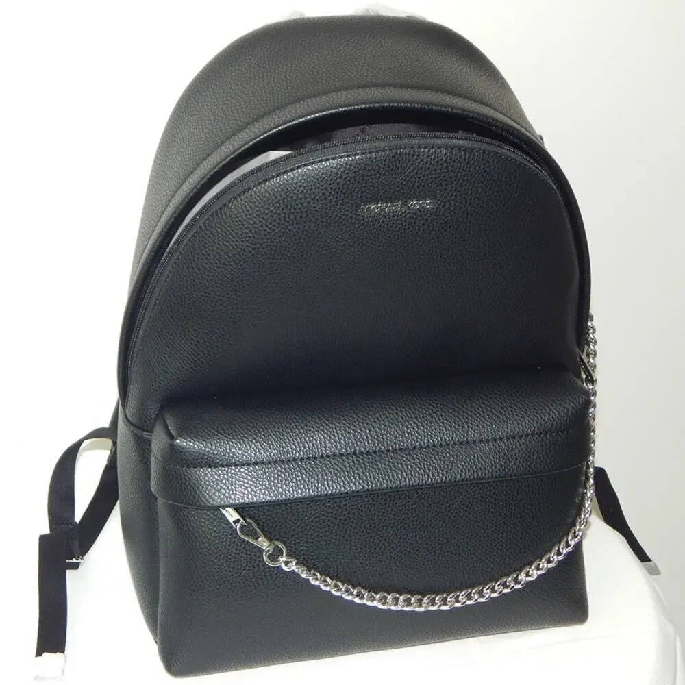 NWT Michael Kors SLATER MK Logo Laptop Compatible Chain Large Backpack Black